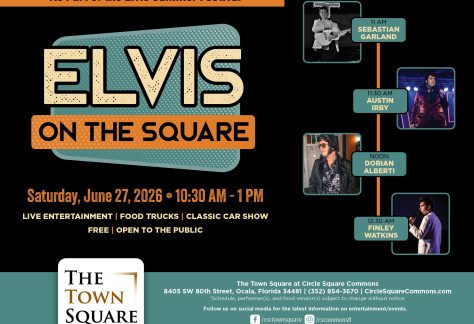 Details for Elvis on the Square, June 27th at the Town Square, Ocala, Florida.
