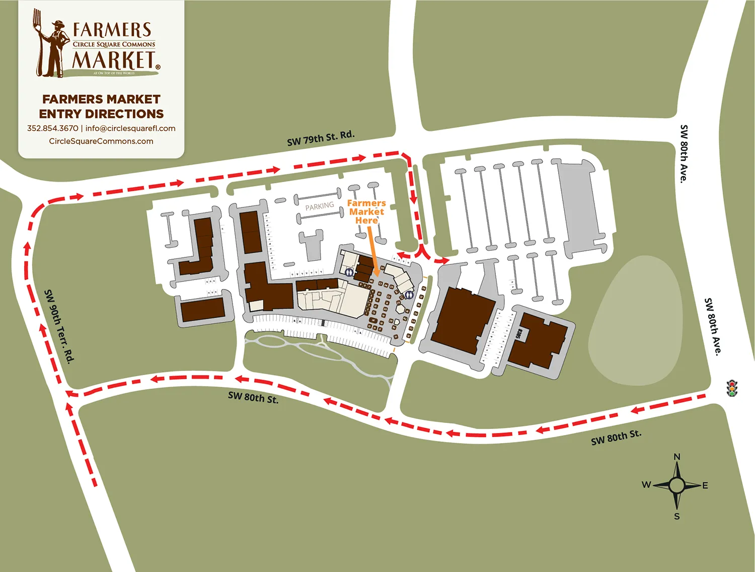CSCC Farmers Market Directional Map Farmers Market the The Circle Square Cultural Center. Ocala, Florida.